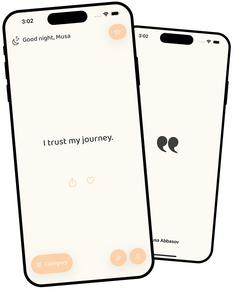 Serenica app showing daily affirmations on mobile phone